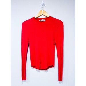 ZARA Fuchsia ribbed sweater | Fitted soft minimalist | Large